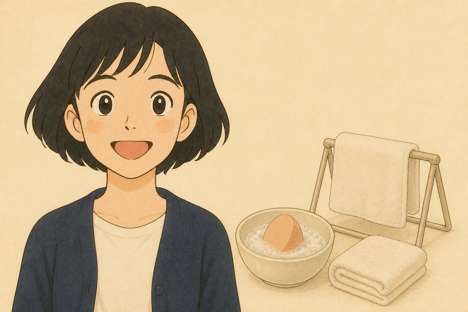 ファンデーションスポンジをぬるま湯で押し洗いする手元