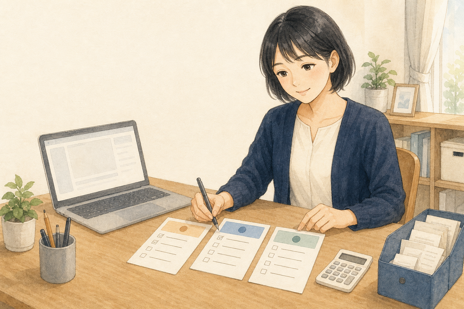 マネーフォワード クラウド確定申告の3つの料金プランを比較する税理士きいちゃんのイラスト