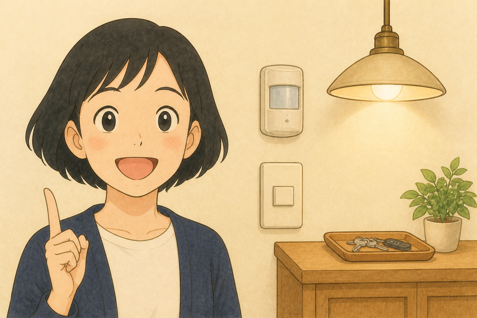 一つのセンサーと照明だけで家事自動化を試す女性