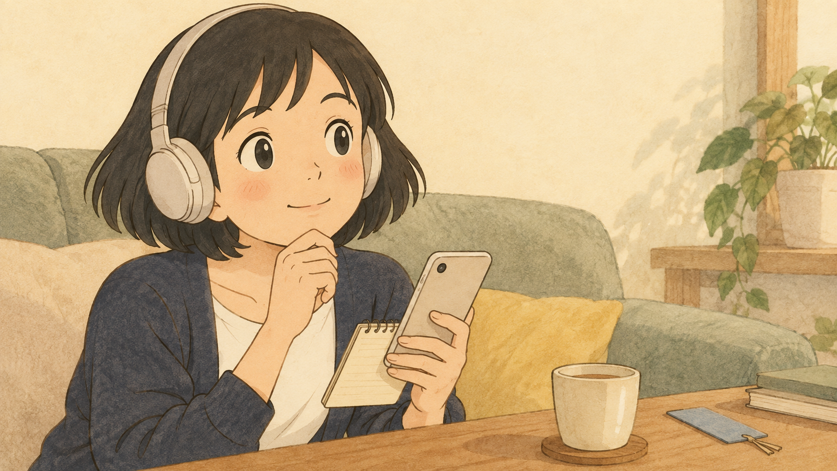 オーディオブックを聞きながらブックマークと短いメモを確認する税理士きいちゃん