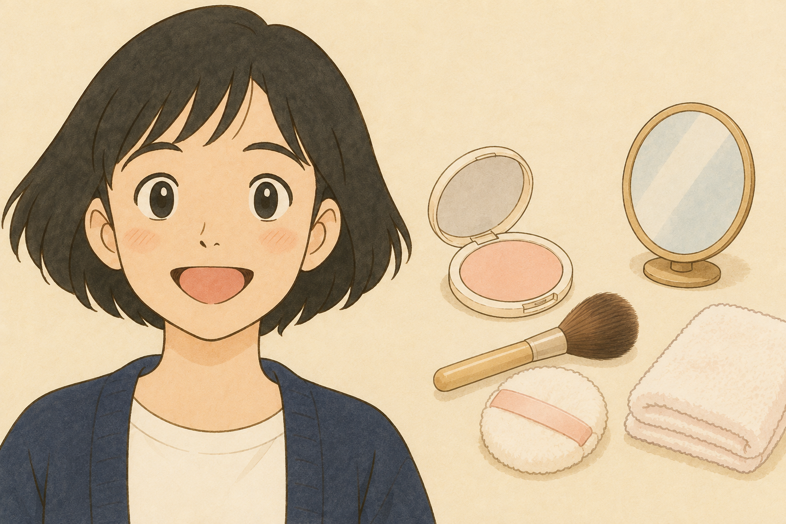 チークが濃くなる朝に｜色を取る動作となじませる動作を分ける