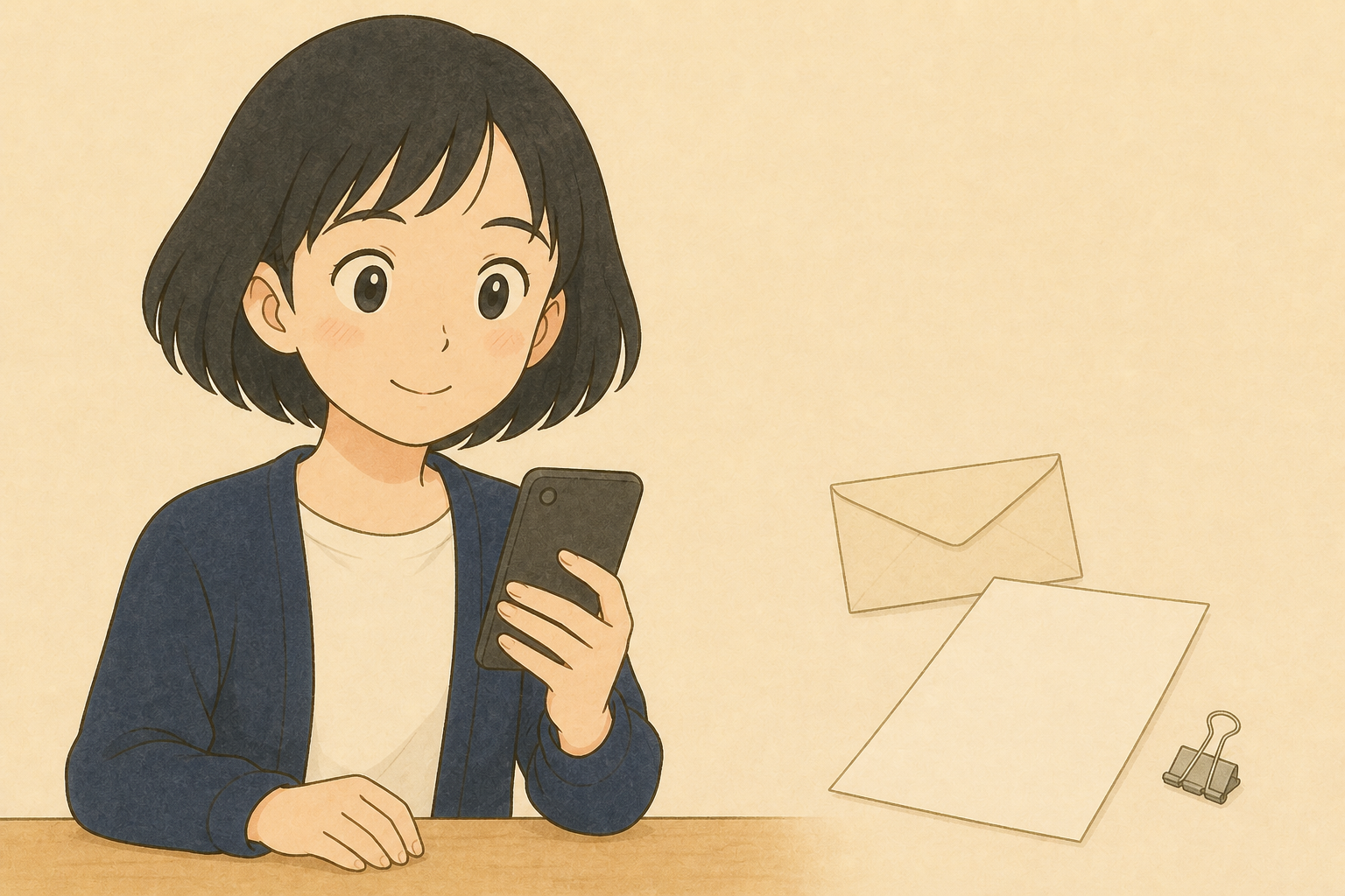エステ契約のクーリングオフ通知をスマートフォンで送る女性