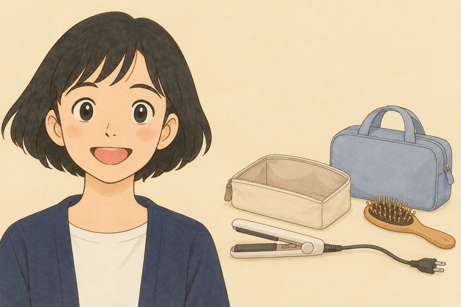 ヘアアイロンを朝使って持ち出したい|冷ます時間と、荷物に入れる順番を先に決める