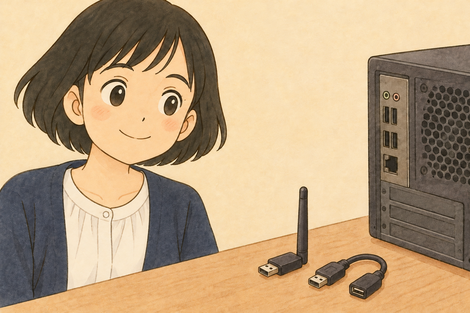 無線LAN子機はどこに挿す?デスクトップの前面・背面で迷ったときの確認順